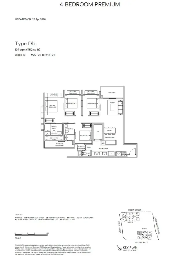 Hudson Place Residences — floor plan D1b, 4 Bedroom Premium, D05