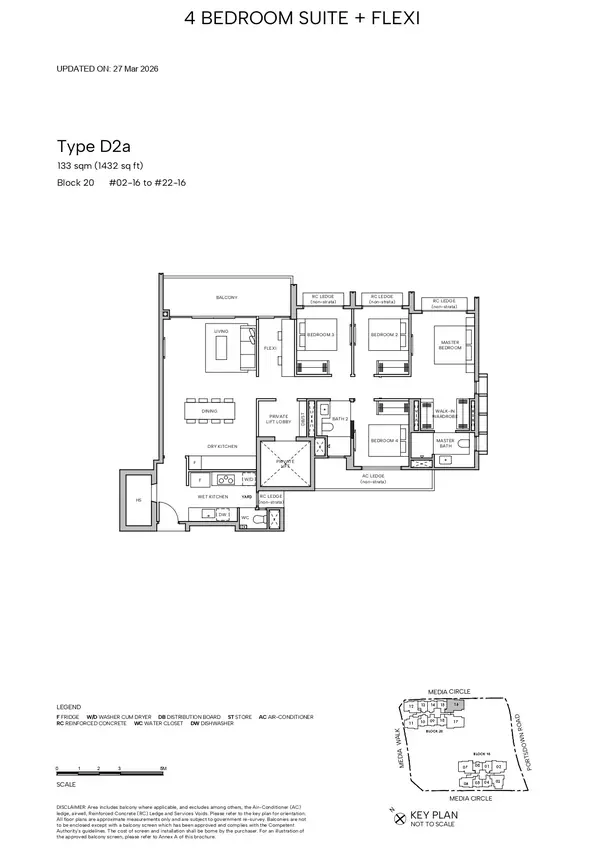 Hudson Place Residences — floor plan D2a, 4 Bedroom Suite + Flexi, D05
