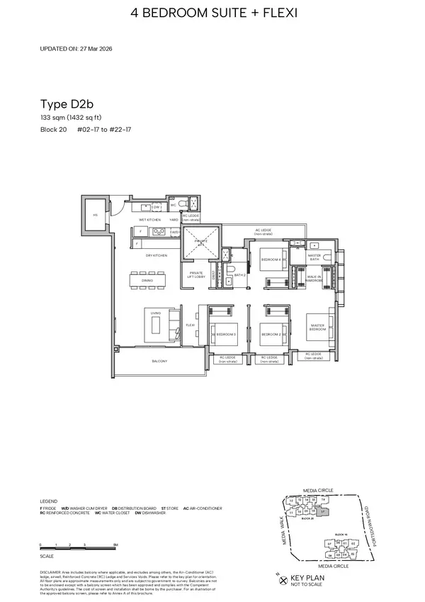 Hudson Place Residences — floor plan D2b, 4 Bedroom Suite + Flexi, D05