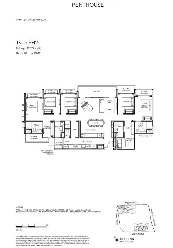 Hudson Place Residences — floor plan PH2, 5 Bedroom + Entertainment Room + Flexi, D05