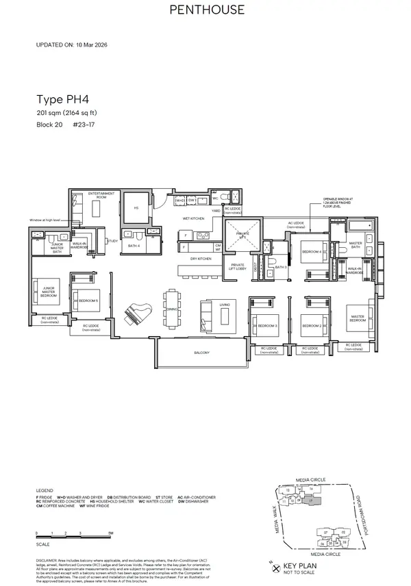 Hudson Place Residences — floor plan PH4, 6 Bedroom + Entertainment rm + pte lift, D05