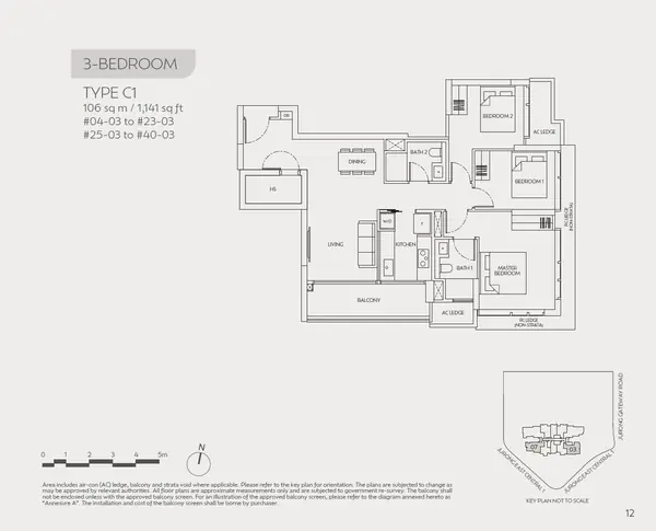 J'Den — floor plan C1, 3 Bedroom, D22
