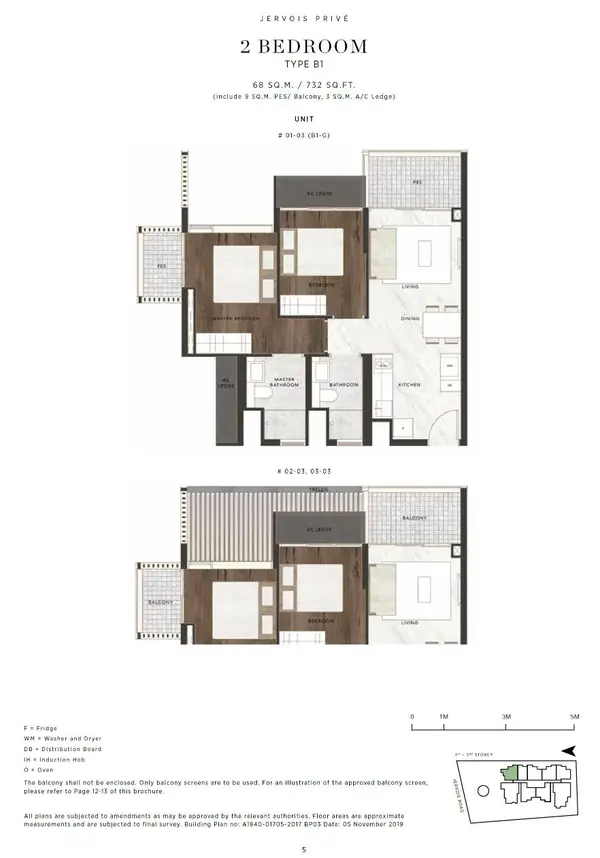 Jervois Prive — floor plan B1, 2 Bedroom, D10