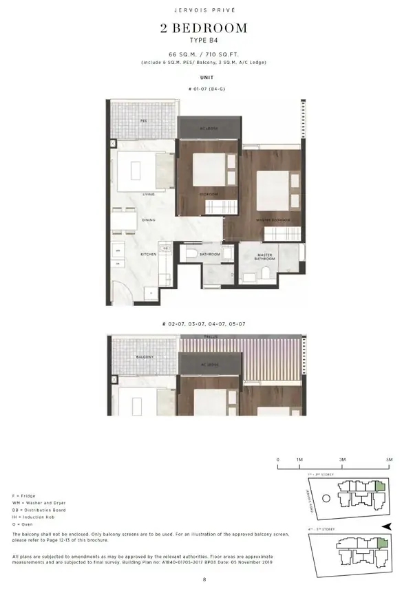 Jervois Prive — floor plan B4, 2 Bedroom, D10