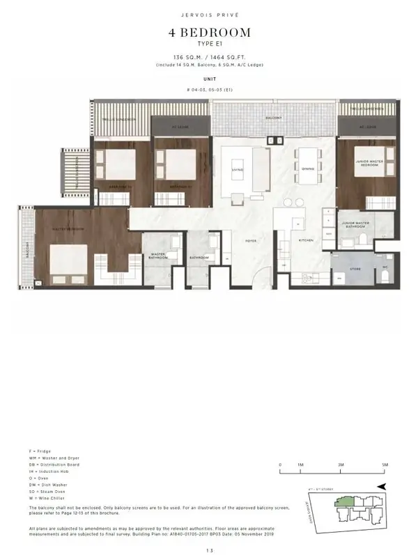 Jervois Prive — floor plan E1, 4 Bedroom, D10