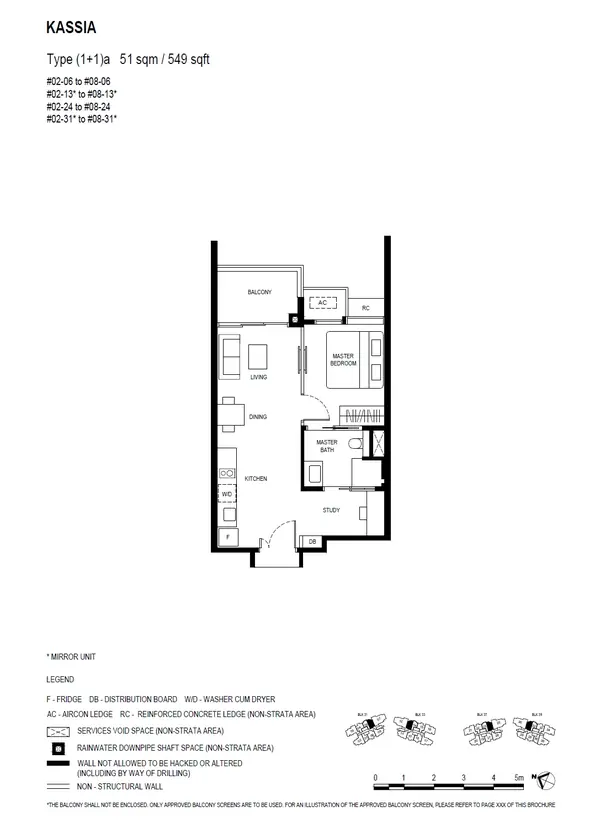 Kassia — floor plan (1+1)a, 1 Bedroom (with study), D17