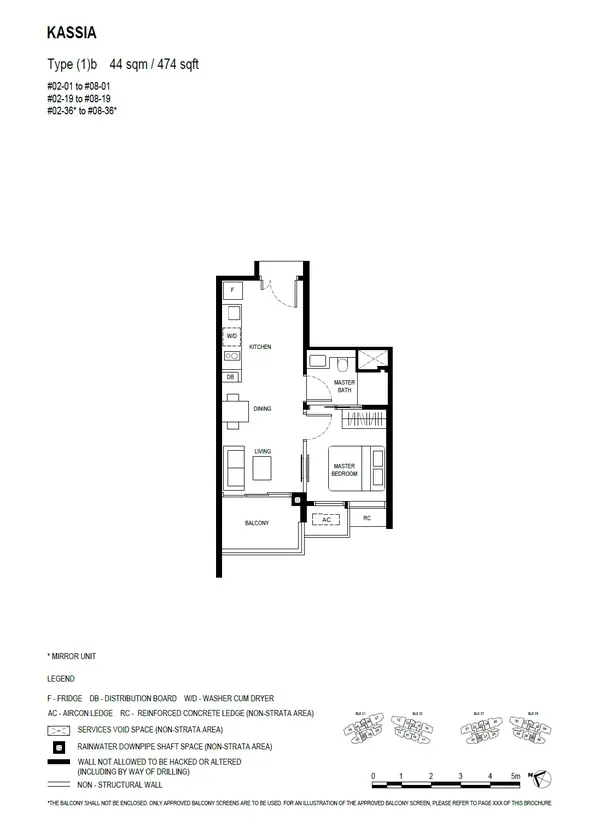 Kassia — floor plan (1)b, 1 Bedroom, D17