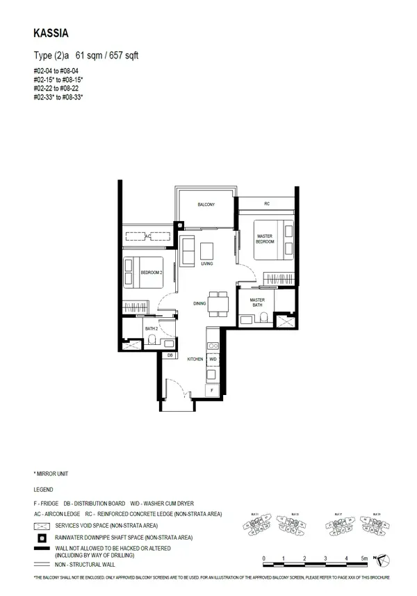 Kassia — floor plan (2)a, 2 Bedroom, D17