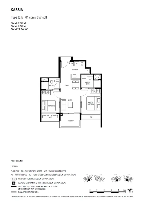 Kassia — floor plan (2)b, 2 Bedroom, D17