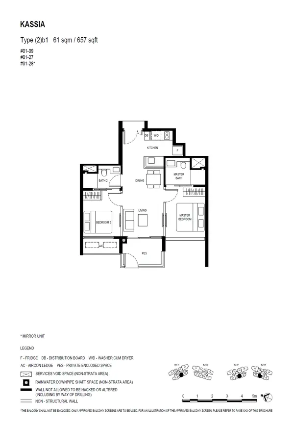 Kassia — floor plan (2)b1, 2 Bedroom, D17