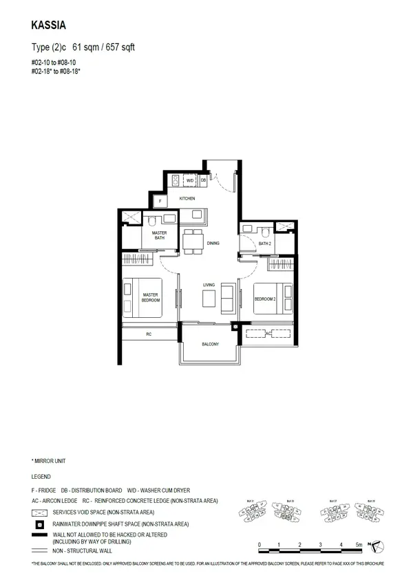 Kassia — floor plan (2)c, 2 Bedroom, D17