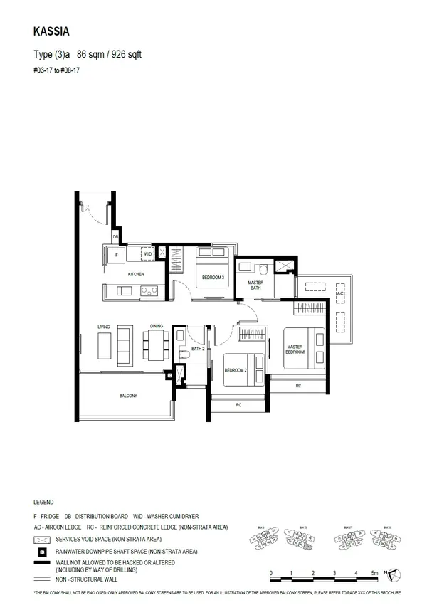 Kassia — floor plan (3)a, 3 Bedroom, D17