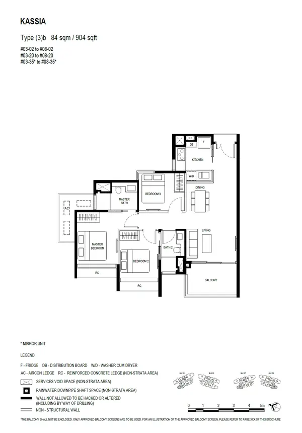 Kassia — floor plan (3)b, 3 Bedroom, D17