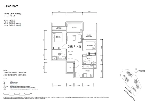 Lentor Gardens Residences — floor plan 2BR P(HS), 2 Bedroom Premium (hs), D26