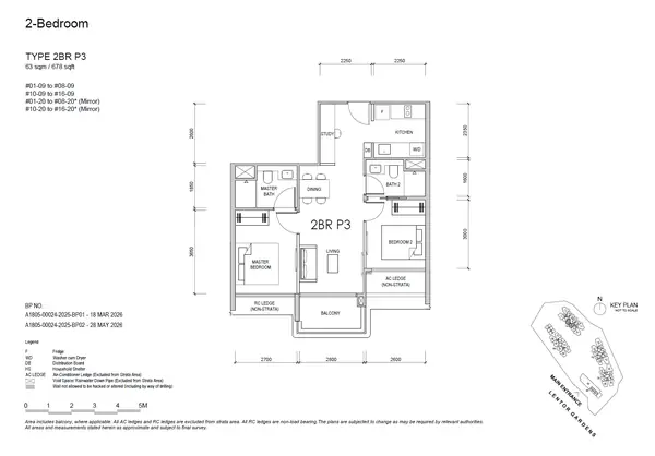 Lentor Gardens Residences — floor plan 2BR P3, 2 Bedroom Premium, D26