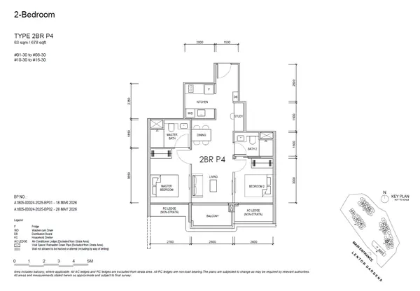 Lentor Gardens Residences — floor plan 2BR P4, 2 Bedroom Premium, D26