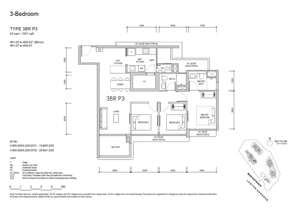 Lentor Gardens Residences — floor plan 3BR P3, 3 Bedroom Premium, D26