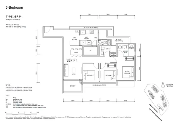 Lentor Gardens Residences — floor plan 3BR P4, 3 Bedroom Premium, D26