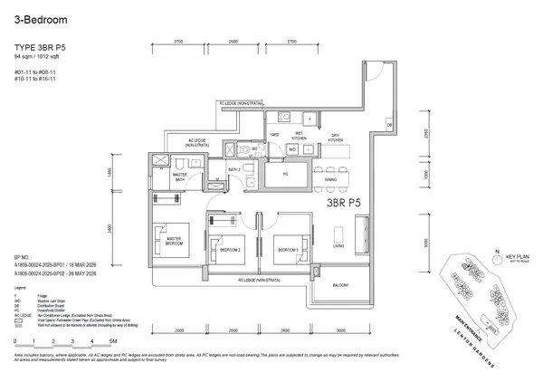 Lentor Gardens Residences — floor plan 3BR P5, 3 Bedroom Premium, D26