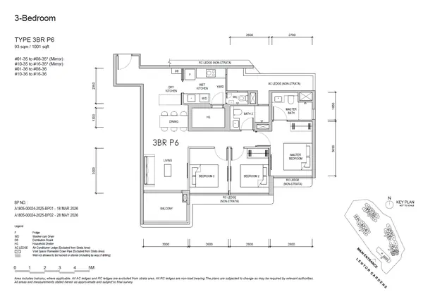 Lentor Gardens Residences — floor plan 3BR P6, 3 Bedroom Premium, D26
