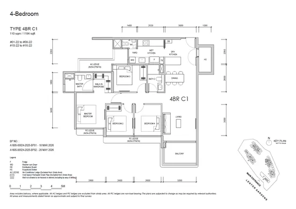 Lentor Gardens Residences — floor plan 4BR C1, 4 Bedroom Compact, D26