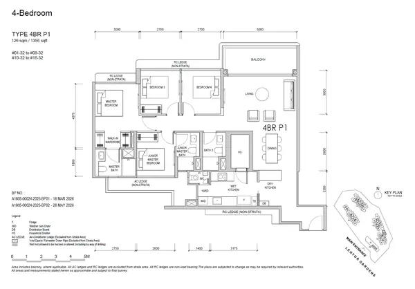 Lentor Gardens Residences — floor plan 4BR P1, 4 Bedroom Premium, D26