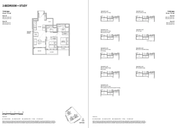 Lentoria — floor plan B4S, 2 Bedroom + Study, D26