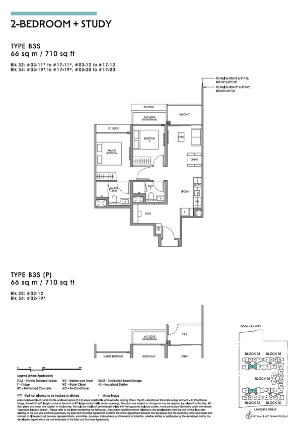 Lucerne Grand — floor plan B3S(P), 2 Bedroom + Study, D22