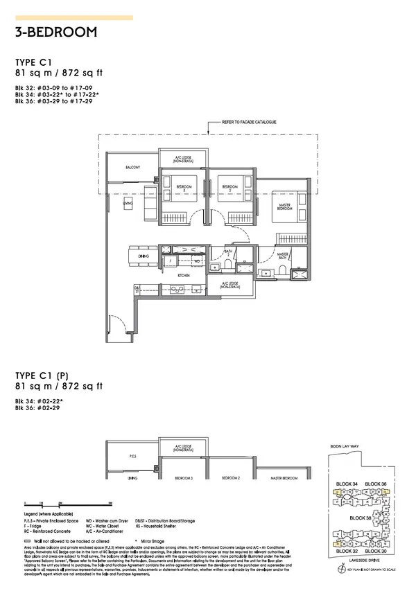 Lucerne Grand — floor plan C1, 3 Bedroom, D22