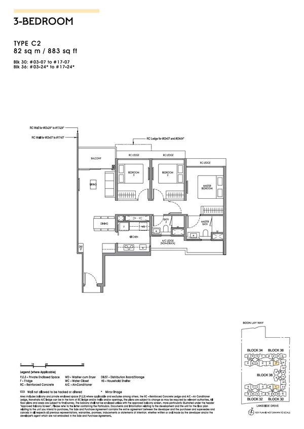 Lucerne Grand — floor plan C2, 3 Bedroom, D22