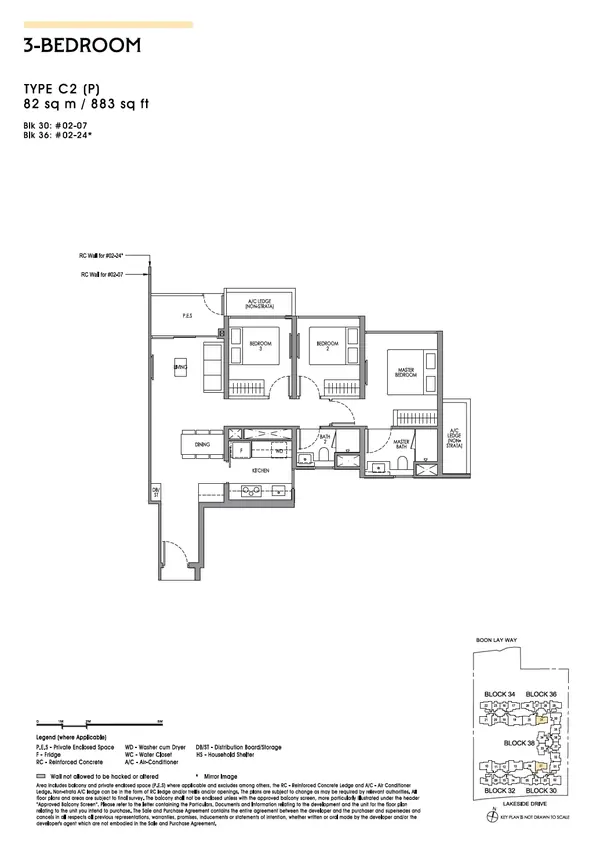 Lucerne Grand — floor plan C2(P), 3 Bedroom, D22