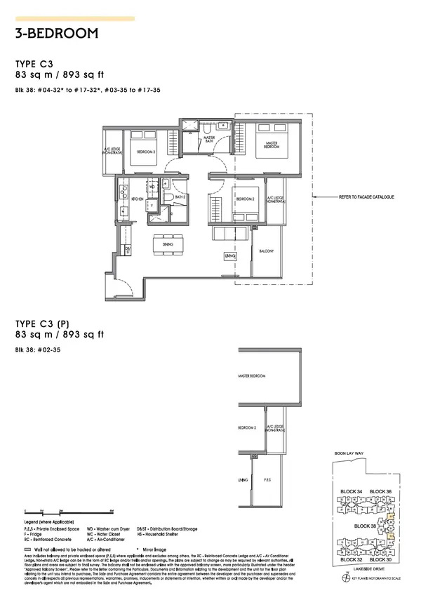 Lucerne Grand — floor plan C3(P), 3 Bedroom, D22