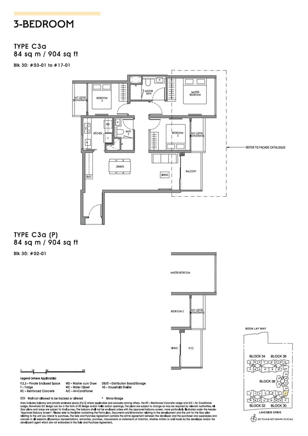 Lucerne Grand — floor plan C3a, 3 Bedroom, D22
