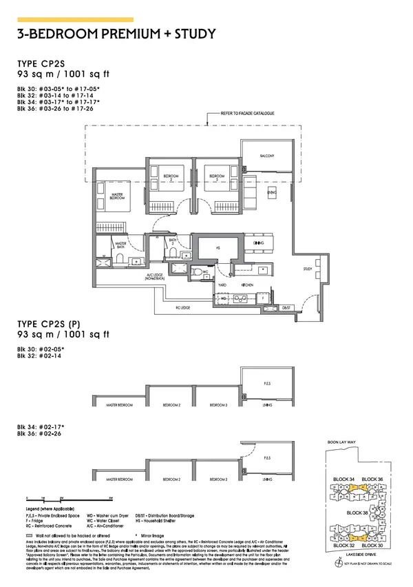 Lucerne Grand — floor plan CP2S, 3 Bedroom Premium + Study, D22