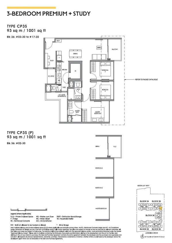Lucerne Grand — floor plan CP3S, 3 Bedroom Premium + Study, D22