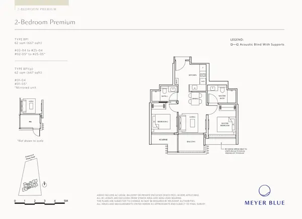 Meyer Blue — floor plan BP1, 2 Bedroom Premium, D15