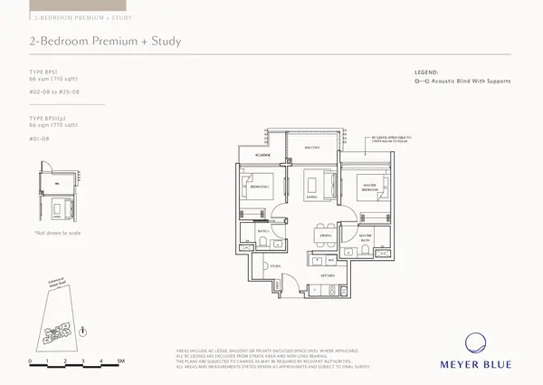 Meyer Blue — floor plan BPS1, 2 Bedroom Premium + Study, D15