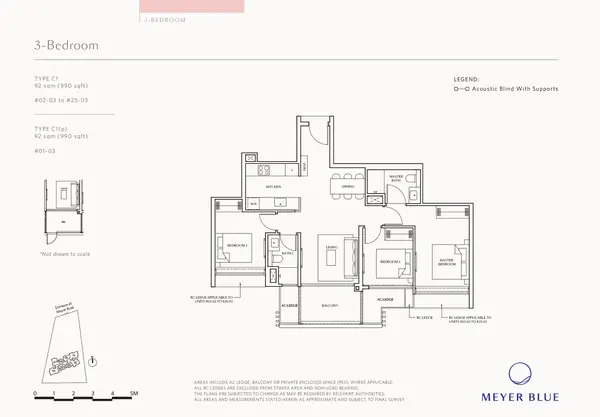 Meyer Blue — floor plan C1(p), 3 Bedroom, D15