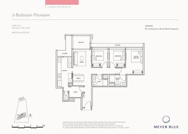 Meyer Blue — floor plan CP1, 3 Bedroom Premium, D15