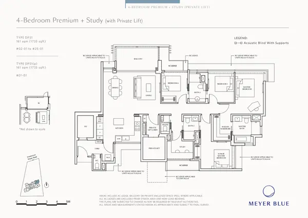 Meyer Blue — floor plan DPS1, 4 Bedroom Premium + Study (w Private Lift), D15