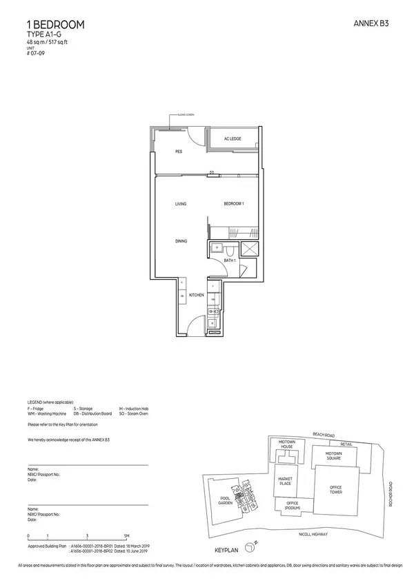 Midtown Bay — floor plan A1-G, 1 Bedroom, D07