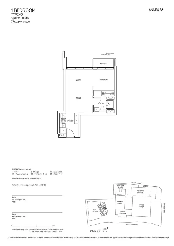 Midtown Bay — floor plan A3, 1 Bedroom, D07