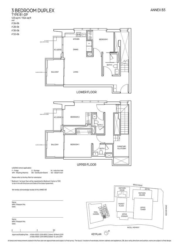 Midtown Bay — floor plan B1-DP, 3 Bedroom Duplex, D07