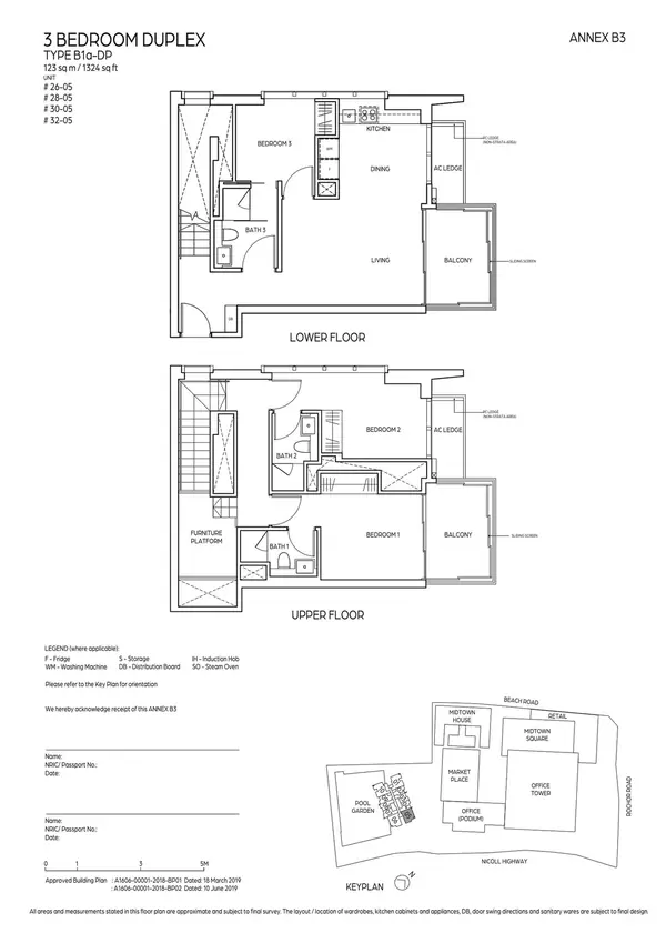 Midtown Bay — floor plan B1a-DP, 3 Bedroom Duplex, D07