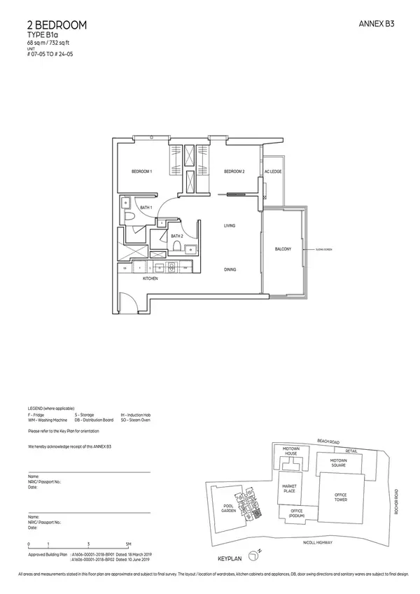 Midtown Bay — floor plan B1a, 2 Bedroom, D07