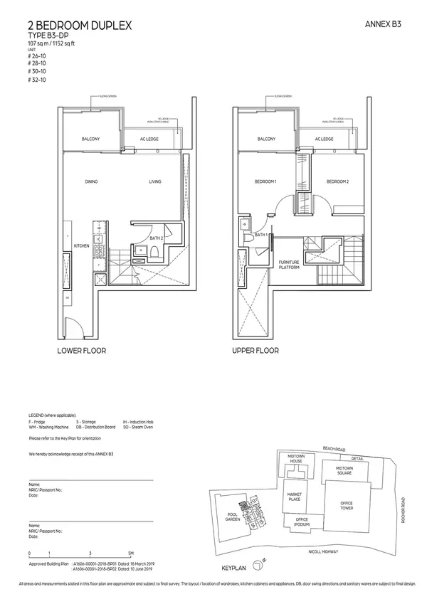 Midtown Bay — floor plan B3-DP, 2 Bedroom Duplex, D07