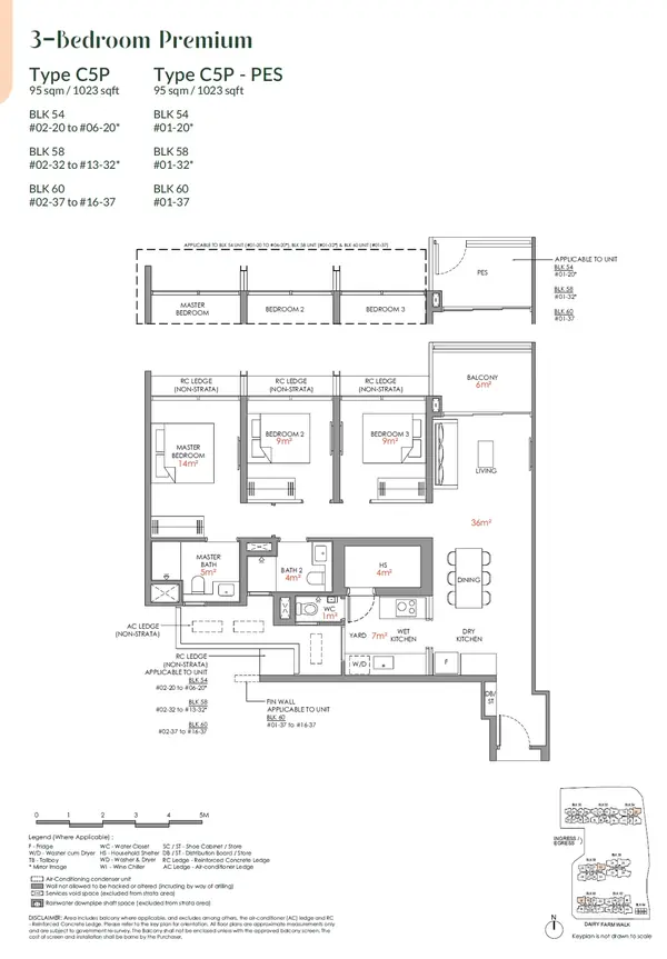 Narra Residences — floor plan C5P-PES, 3 Bedroom Premium, D23