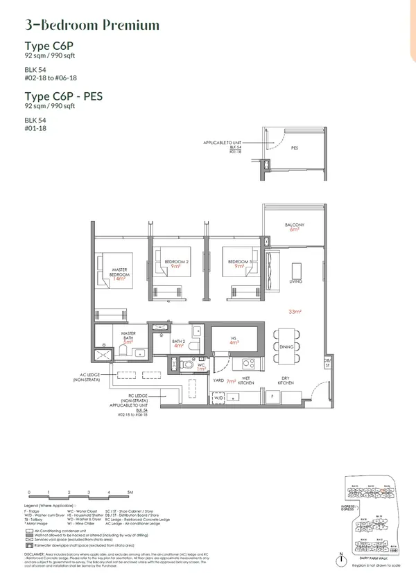 Narra Residences — floor plan C6P, 3 Bedroom Premium, D23