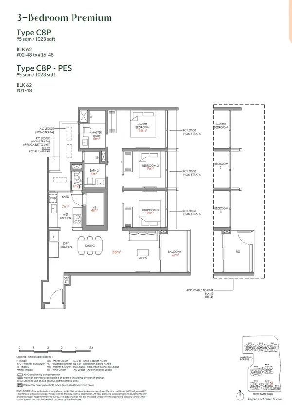 Narra Residences — floor plan C8P, 3 Bedroom Premium, D23