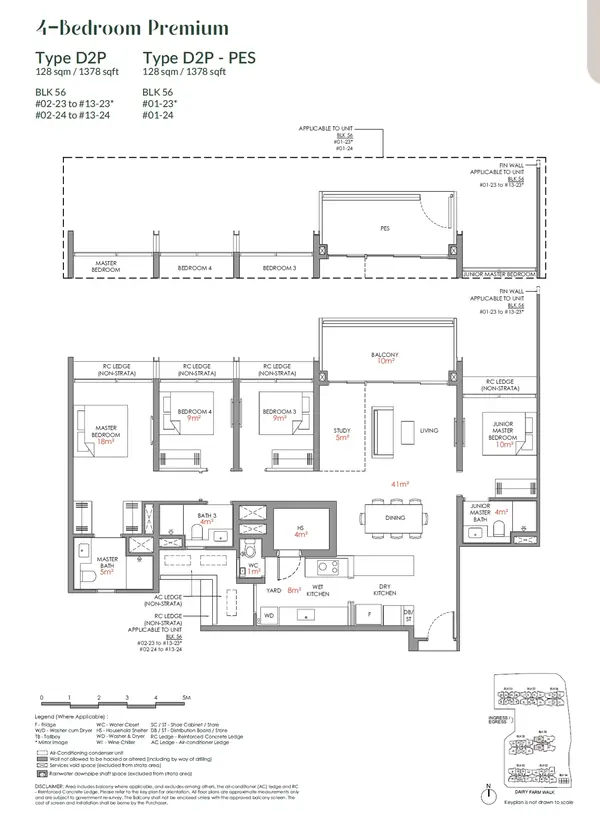 Narra Residences — floor plan D2P-PES, 4 Bedroom Premium, D23